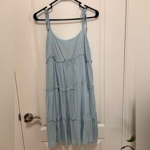 SHEIN Breezaya Swiss Dot Frill Trim Cami Dress Mint Blue XL
